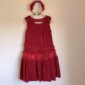 Red Velvet Isobella & Chloe Holiday Dress w/ Matching Headband